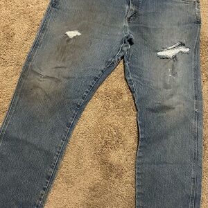 Men's Wrangler Riggs Distressed Blue Jeans
